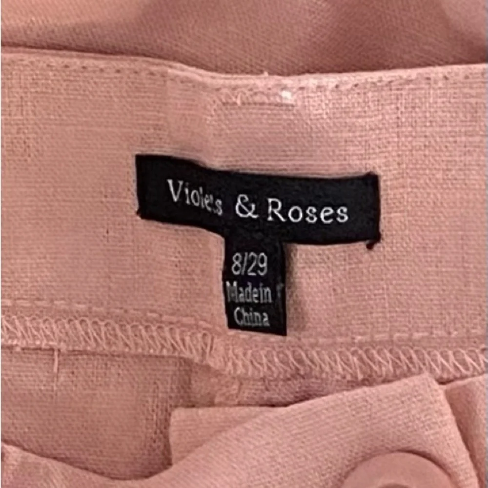 Violets & Rose Pleated Casual Linen Blend Shorts Rose Tan NWT Size 8/29